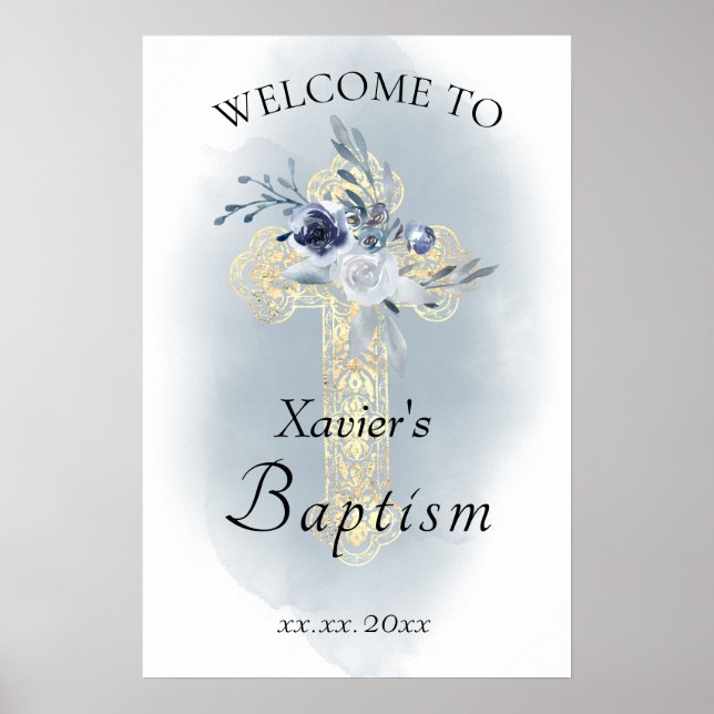 Affiche Signe de bienvenue pour le baptême de bébé Sainte  (Devant)
