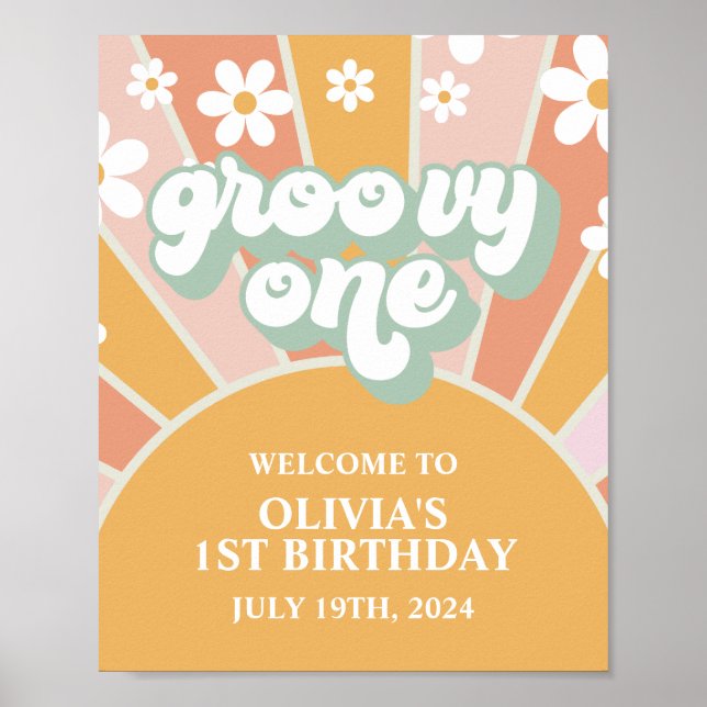 Affiche Signe de bienvenue pour le premier anniversaire Gr (Devant)