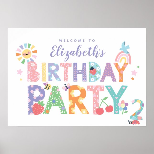 Affiche Signe de bienvenue pour les 2 ans de Filles Fleur  (Devant)