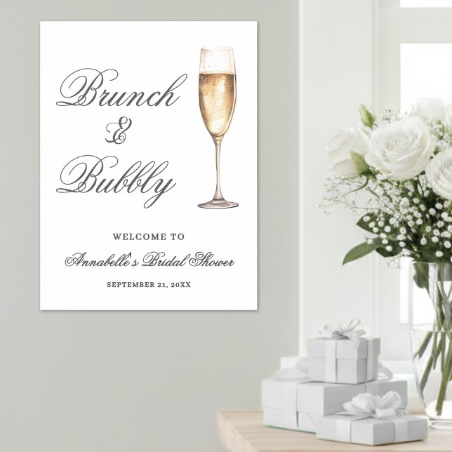 Affiche Signe de bienvenue pour un brunch et un shower de  (Brunch And Bubbly Bridal Shower Welcome Sign )