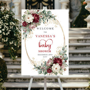 Affiche Signe de bienvenue pour une baby shower Burgundy G
