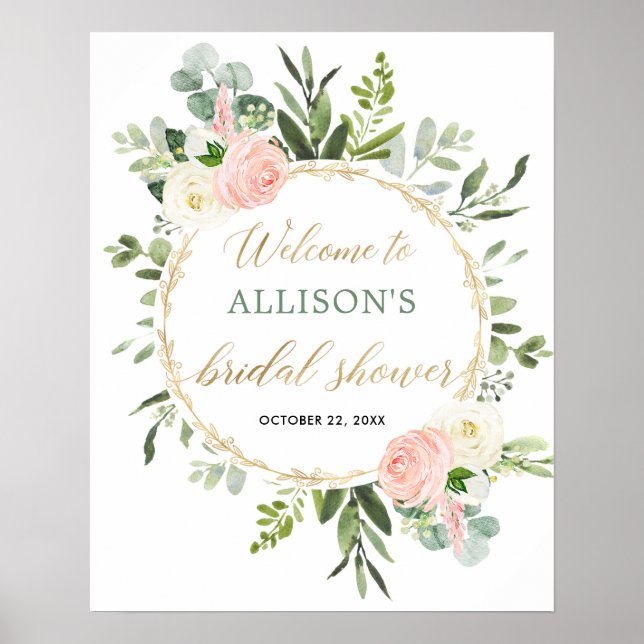Affiche Signe de bienvenue pour une baby shower rose gold  (Devant)
