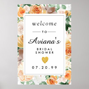 Affiche Signe de bienvenue pour une douche de mariée flora