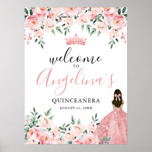 Affiche Signe de bienvenue pour une fête de Quinceanera ro