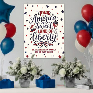 Affiche Signe de bienvenue pour une fête rustique du 4 jui