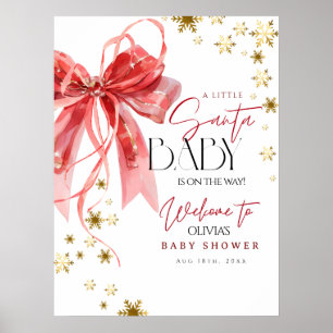 Affiche Signe de bienvenue Santa Baby Noël Rouge et Or