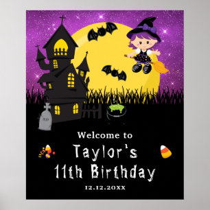 Affiche Signe de bienvenue violet de sorcière d'anniversai