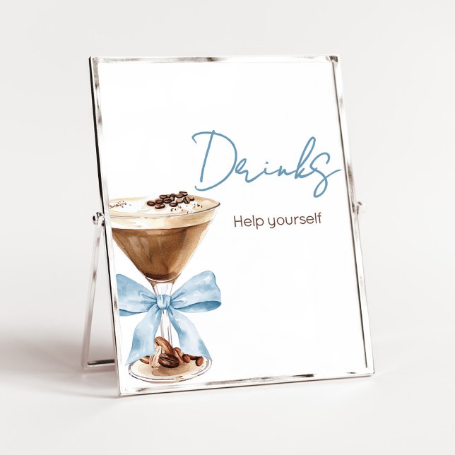 Affiche Signe de boissons Martini Espresso Arc-en-ciel Ble (Espresso Baby Shower Sign)