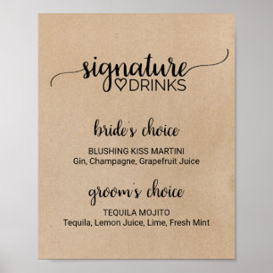 Affiche SIGNE DE BOISSONS SIMPLE Faux Kraft Signature