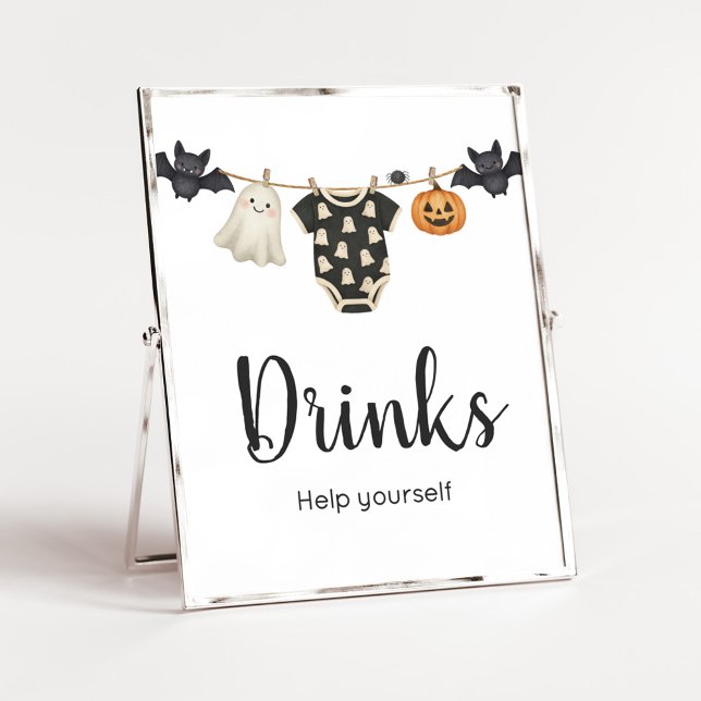 Affiche SIGNE DE BOUTEILLE DE PETITE BOUTEILLE Baby shower (Halloween Little Boo Clothesline Baby Shower Sign)