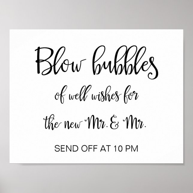 Affiche Signe de bulles de mariage gay | Calligraphie simp (Devant)
