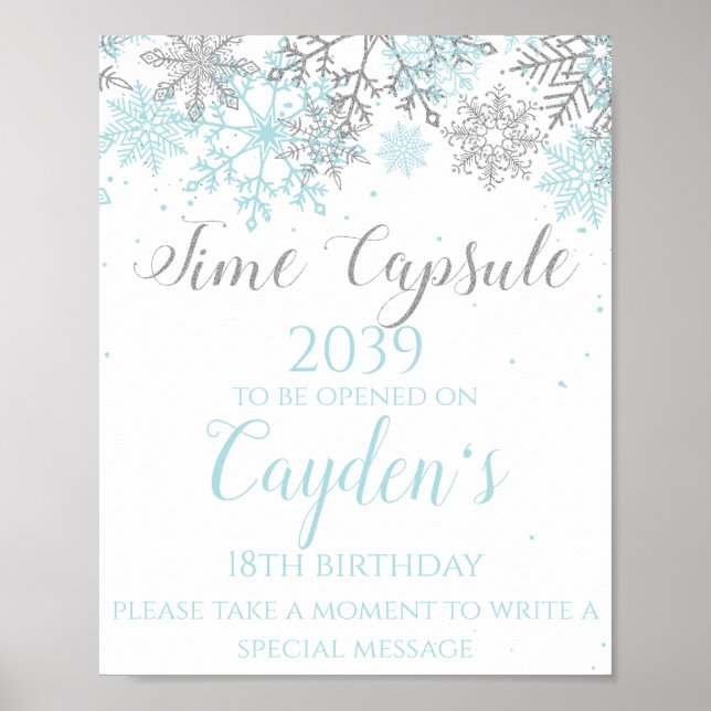 Affiche Signe de capsule temporelle Winter ONEderland bleu (Devant)