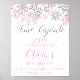 Affiche Signe de capsule temporelle Winter ONEderland rose
