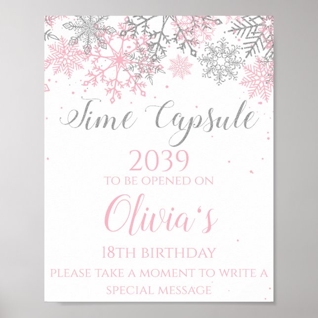 Affiche Signe de capsule temporelle Winter ONEderland rose (Devant)