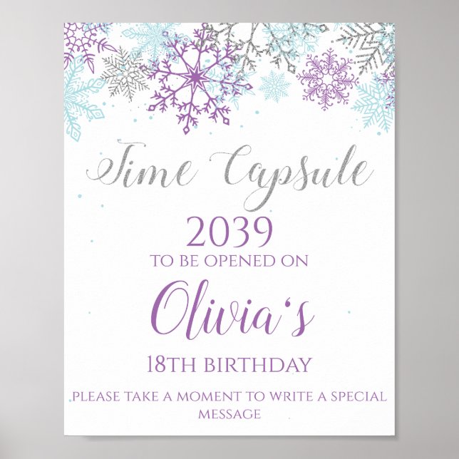 Affiche Signe de capsule temporelle Winter ONEderland viol (Devant)