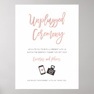 Affiche Signe de cérémonie Mariage débranché Rose moderne