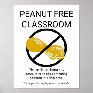 Affiche Signe de classe sans arachide pas École Symbole d'