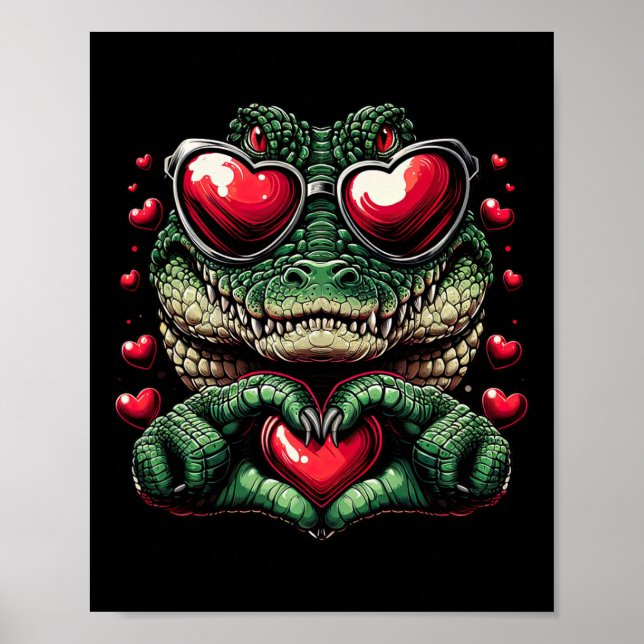 Affiche Signe de coeur Main Crocodile Hommes Femmes Crocod (Devant)