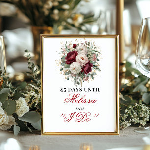 Affiche Signe de compte à rebours de mariage opulent blush