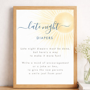 Affiche Signe de couche de nuit pour bébé Sunshine Sun Bab