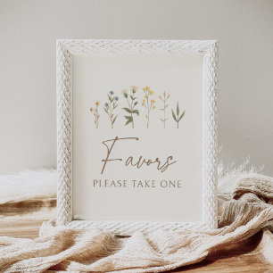 Affiche SIGNE DE FAÇON DE Baby shower Fleur sauvage vintag
