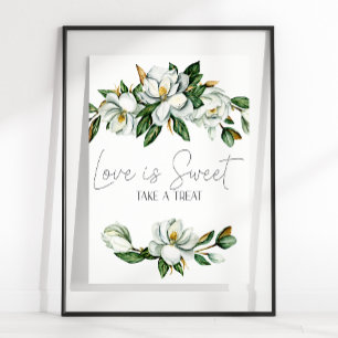 Affiche Signe de faveur de mariage floral Magnolia blanc L