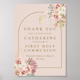 Affiche Signe de faveur de première communion avec de l'he