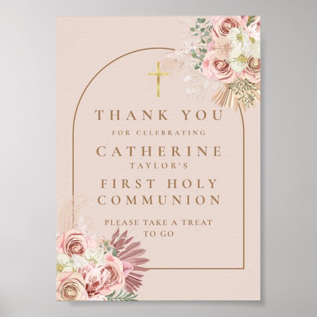 Affiche Signe de faveur de première communion avec de l'he (Devant)