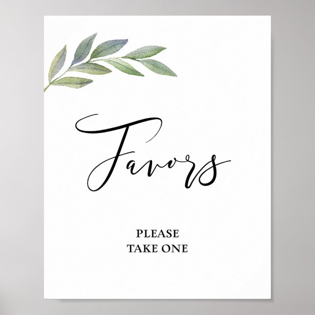 Affiche Signe de faveur feuille d'olive verdure mariage (Devant)