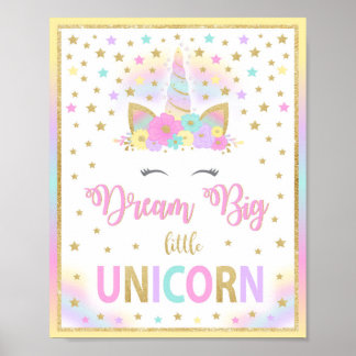 Affiche Signe de fête d'anniversaire de la petite licorne 
