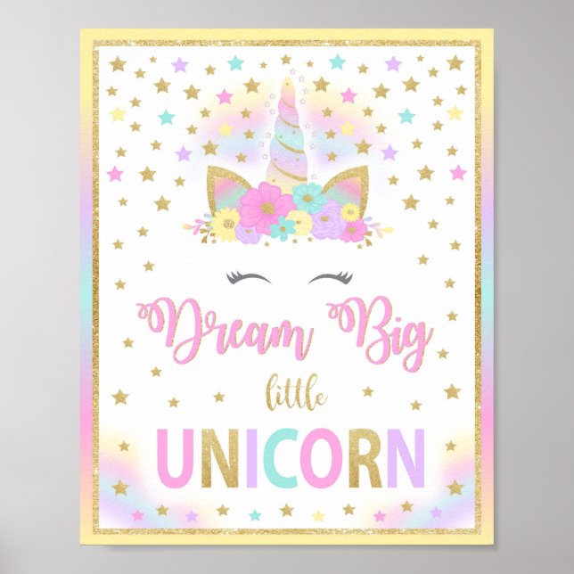 Affiche Signe de fête d'anniversaire de la petite licorne  (Devant)