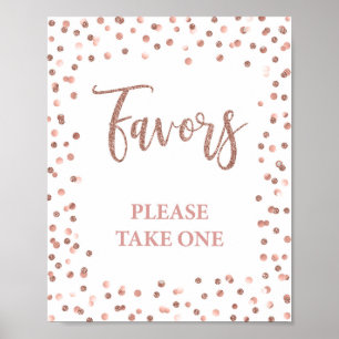 Affiche Signe de fête de faveur Rose Gold Paillettes Confe