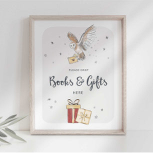 Affiche Signe de fête de sorcier de livres et cadeaux