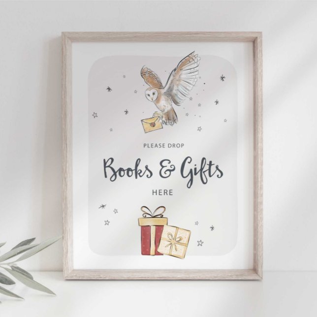 Affiche Signe de fête de sorcier de livres et cadeaux (Créateur téléchargé)
