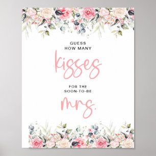 Affiche Signe de Fête des mariées florale de baisers