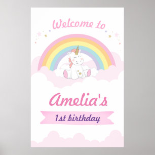 Affiche Signe de fête Unicorn, Signe de bienvenue Unicorn