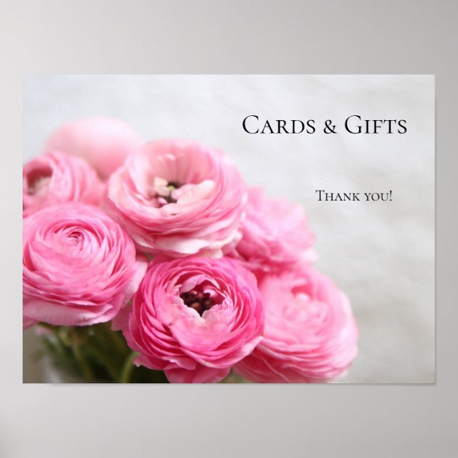 Affiche signe de fleurs de ranunculus rose (Devant)