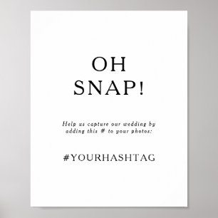Affiche Signe de Hashtag minimaliste Oh Snap Mariage class