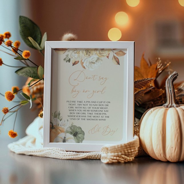 Affiche SIGNE DE JEU DE Baby shower citrouille (Créateur téléchargé)