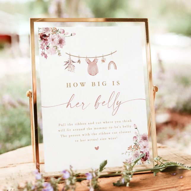 Affiche Signe de jeu de baby shower "Quelle est la taille  (Créateur téléchargé)