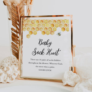 Affiche SIGNE DE JEU DE CHASSE Baby shower CALLA Baby Sock