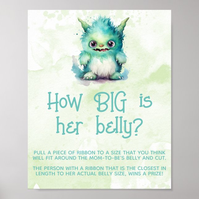 Affiche Signe de jeu pour Baby Shower de petit garçon mons (Devant)