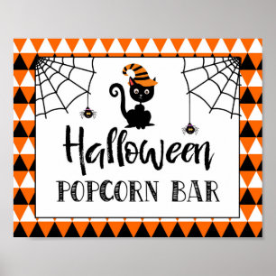 Affiche signe de la barre de pop-corn de la fête d'hallowe