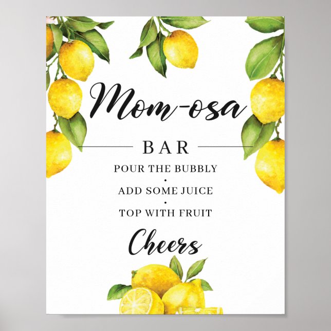 Affiche Signe de la barre Maman-osa Baby shower Citrus Lem (Devant)