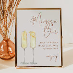 Affiche SIGNE DE LA BARRE Mimosa Boho Terracotta<br><div class="desc">Cette enseigne de bar mimosa comprend deux mimosas stylisés, une police manuscrite pointue, une combinaison de couleur orange brûlée et beige en terre cuite bohème et un design minimaliste moderne. Modifiez facilement la police et la couleur arrière - plan pour correspondre à votre événement. Il est parfait pour un mariage,...</div>
