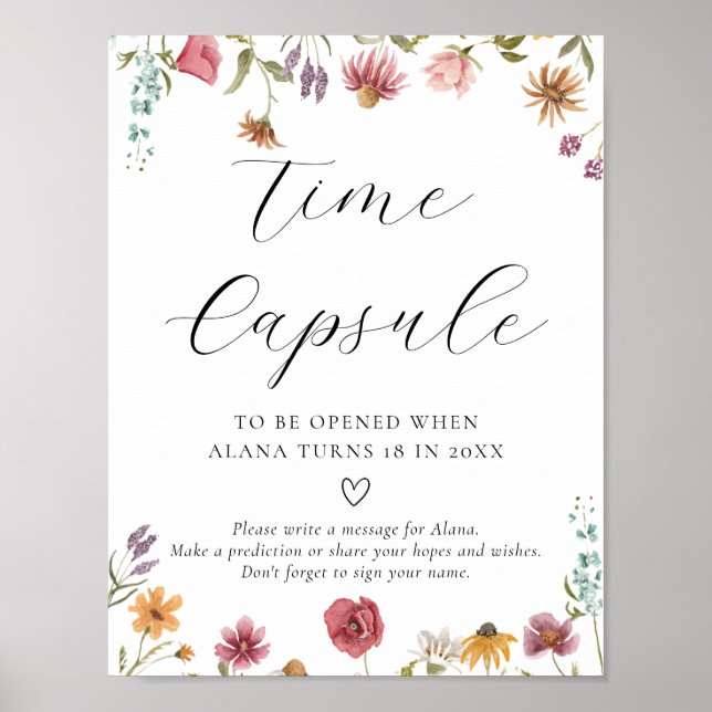 Affiche Signe de la capsule de temps de fleur fleur sauvag (Devant)