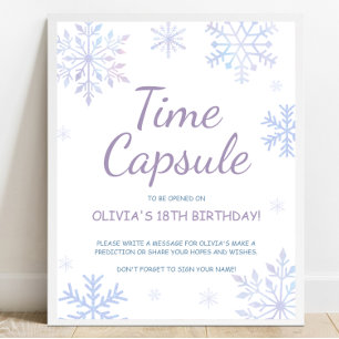 Affiche Signe de la capsule d'heure d'anniversaire d'hiver