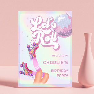 Affiche Signe de la fête Anniversaire de enfant du patinag