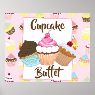 Affiche SIGNE DE LA FÊTE DE Cupcake Buffet