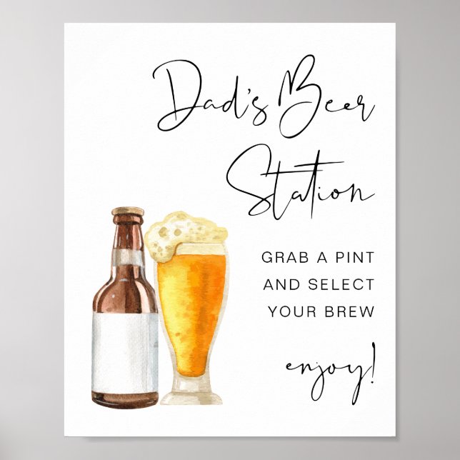 Affiche SIGNE DE LA GARE DE LA BIÈRE POUR papa Baby shower (Devant)